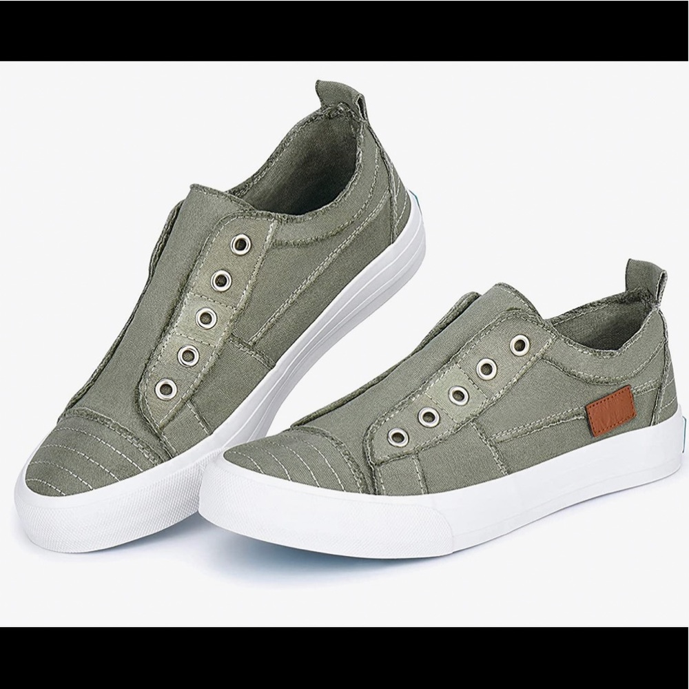 New Jenn Ardor Olive Green Slip On Sneakers